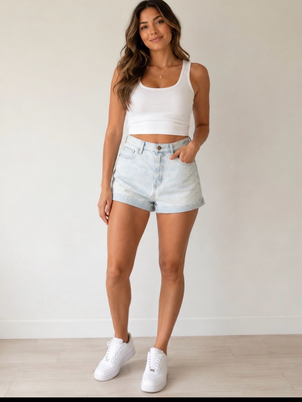 RSQ Light Wash High-Rise Denim Shorts
